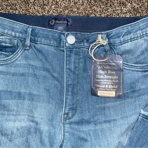 Democracy Women's Blue Straight Jeans Raw Hem 18P